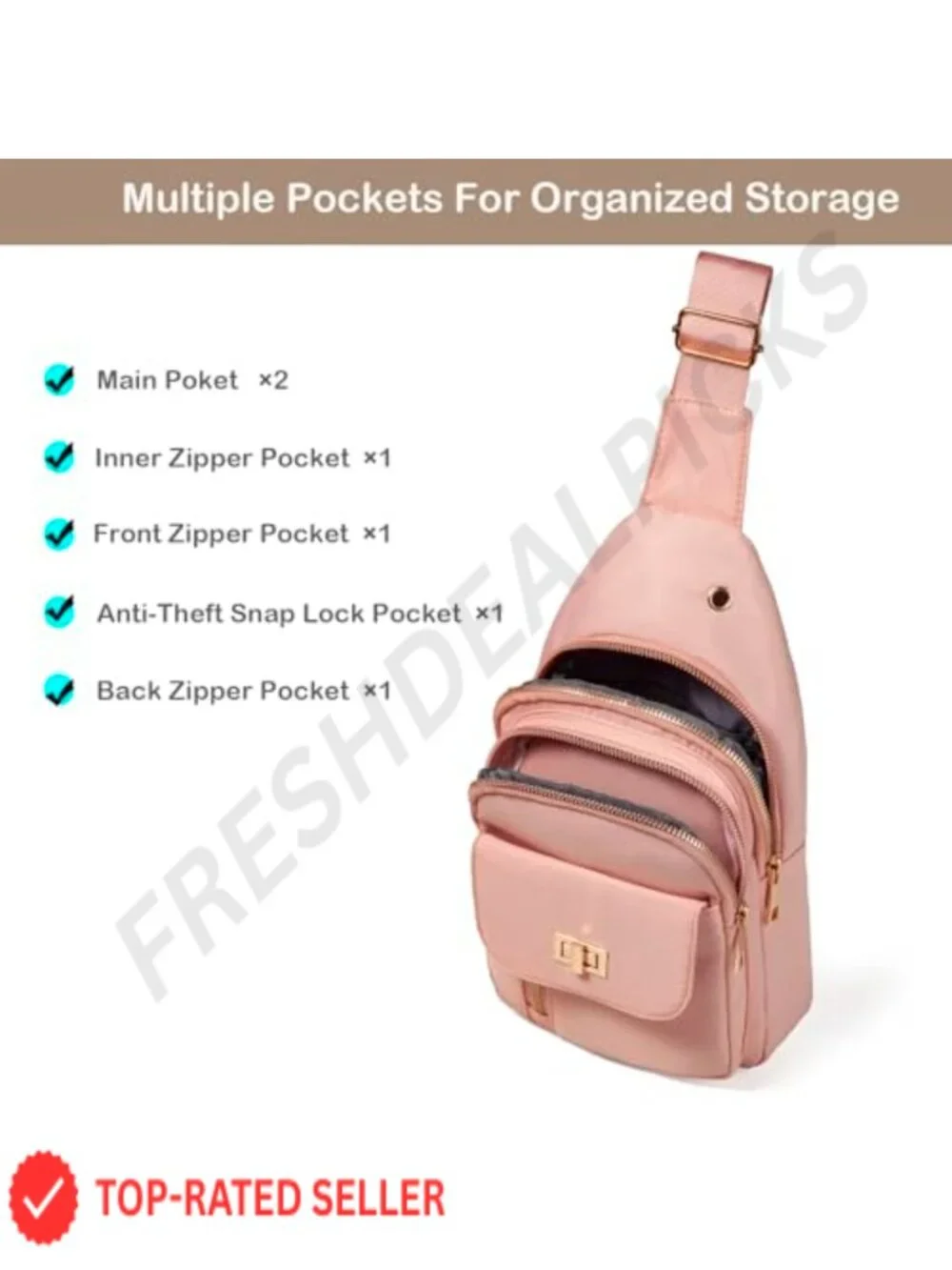 Waterproof Nylon Sling Bag Crossbody Anti-Theft Travel Hiking Backpack